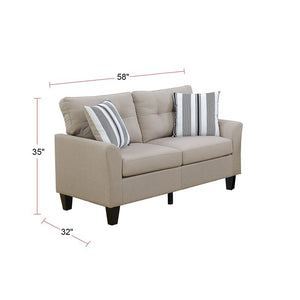 English Elm Living 2-Piece Sofa and Loveseat Set with Glossy Polyfiber, Solid Pine Frame, Accent Pillows, Contemporary Style Beige 27 L x 30 W x 35 H HS00F6534-ID-AHD