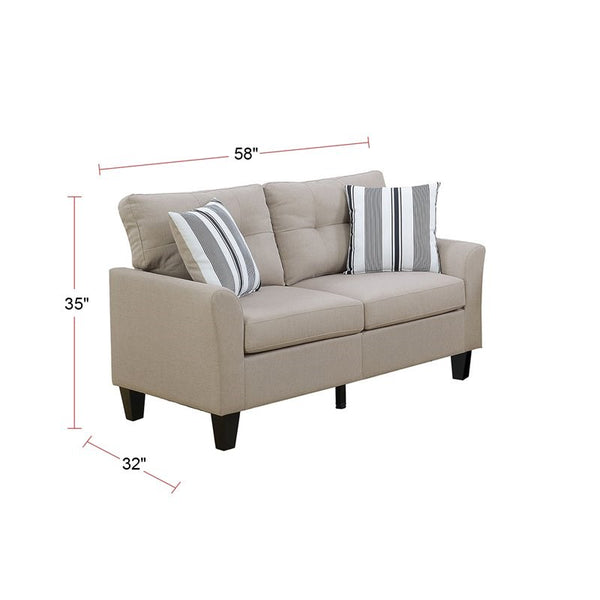 English Elm Living 2-Piece Sofa and Loveseat Set with Glossy Polyfiber, Solid Pine Frame, Accent Pillows, Contemporary Style Beige 27 L x 30 W x 35 H HS00F6534-ID-AHD