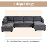 English Elm Ustyle Modern Large U-Shape Sectional Sofa, Double Extra Wide Chaise Lounge Couch, Grey