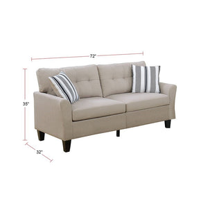 English Elm Living 2-Piece Sofa and Loveseat Set with Glossy Polyfiber, Solid Pine Frame, Accent Pillows, Contemporary Style Beige 27 L x 30 W x 35 H HS00F6534-ID-AHD