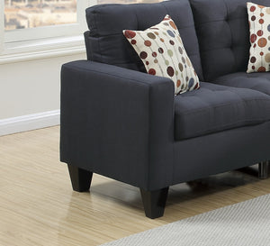 English Elm Living 2-Piece Tufted Linen-Look Sofa and Loveseat Set with Accent Pillows, Plush Cushions, Solid Pine Legs Black 35 L x 30 W x 26 H HS00F6903-ID-AHD