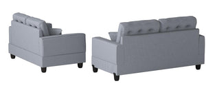 English Elm Living 2-Piece Faux Leather Tufted Sofa and Loveseat Set with Plush Cushions, Pillows, Solid Legs Grey 63 L x 34 W x 14 H HS00F7858-ID-AHD