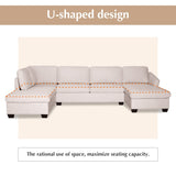 English Elm Ustyle Modern Large U-Shape Sectional Sofa, Double Extra Wide Chaise Lounge Couch, Beige