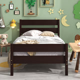 Hearth and Haven Ethereala Twin Bed with Ladder Headboard and Footboard, Espresso W50440500