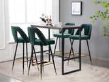 English Elm ,Akoya Collection Modern | Contemporary Velvet Upholstered Connor 28" Bar Stool & Counter Stools With Nailheads and Gold Tipped Black Metal Legs,Set Of 2 (Green)