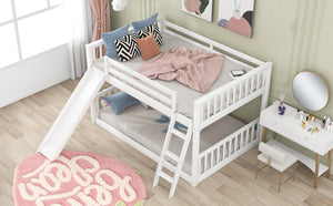 English Elm Full Over Full Bunk Bed With Convertible Slide & Reversible Ladder - Modern White Design & Safety Features GX000708AAK-1