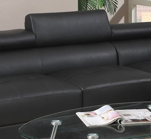 English Elm Black Faux Leather Sectional Sofa Set with Adjustable Headrests, Right Chaise & Left Sofa, Modern65" HS00F7310-ID-AHD