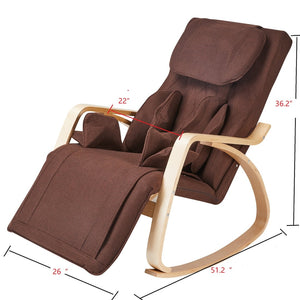 English Elm Full Body Massage Rocking Lounge Chair Cotton Upholstered with Six Modes and Heat W31135544