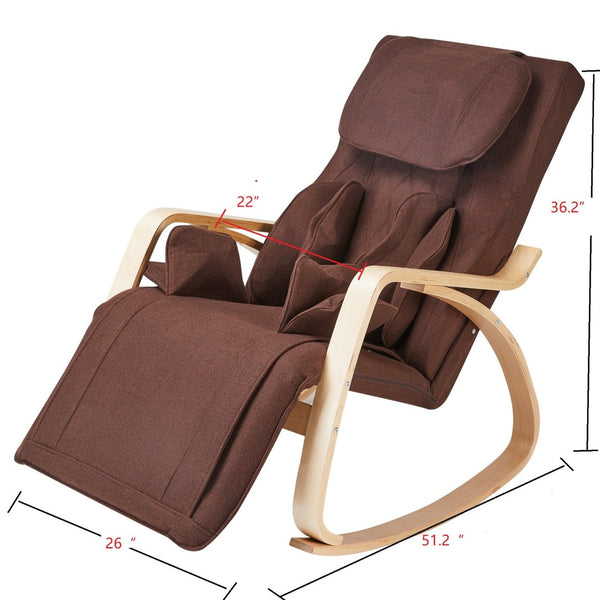 English Elm Full Body Massage Rocking Lounge Chair Cotton Upholstered with Six Modes and Heat W31135544