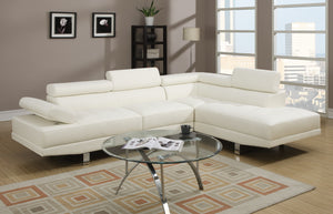 English Elm White Faux Leather Sectional Sofa with Adjustable Headrests, Right Chaise & Left Sofa, Modern 105" stylish HS00F7320-ID-AHD