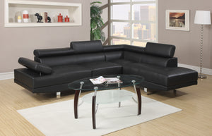 English Elm Black Faux Leather Sectional Sofa Set with Adjustable Headrests, Right Chaise & Left Sofa, Modern65" HS00F7310-ID-AHD