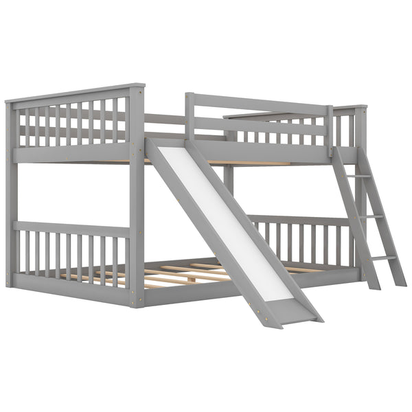 English Elm Full Bunk Bed With Reversible Slide & Ladder In Modern Gray - Space-Saving Design For Fun Spaces GX000708AAE-1