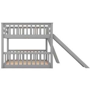 English Elm Full Bunk Bed With Reversible Slide & Ladder In Modern Gray - Space-Saving Design For Fun Spaces GX000708AAE-1