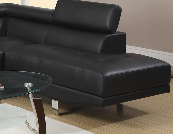 English Elm Black Faux Leather Sectional Sofa Set with Adjustable Headrests, Right Chaise & Left Sofa, Modern65" HS00F7310-ID-AHD