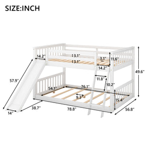 English Elm Full Over Full Bunk Bed With Slide & Ladder - Modern White Design For Safe, Space-Saving Fun! GX000708AAK