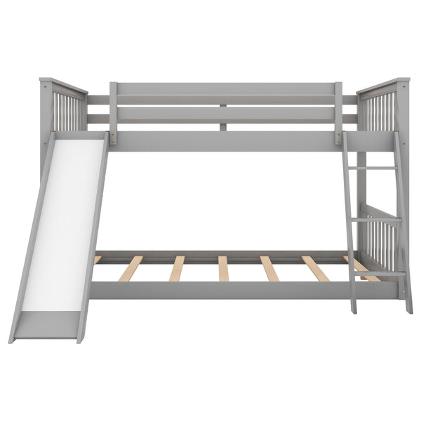 English Elm Full Bunk Bed With Reversible Slide & Ladder In Modern Gray - Space-Saving Design For Fun Spaces GX000708AAE-1