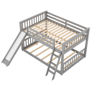 English Elm Full Bunk Bed With Reversible Slide & Ladder In Modern Gray - Space-Saving Design For Fun Spaces GX000708AAE-1