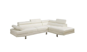 English Elm White Faux Leather Sectional Sofa with Adjustable Headrests, Right Chaise & Left Sofa, Modern 105" stylish HS00F7320-ID-AHD