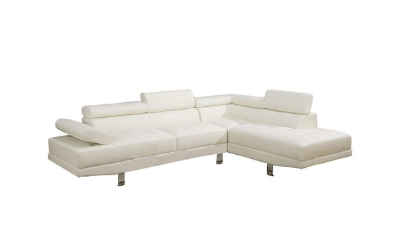 English Elm White Faux Leather Sectional Sofa with Adjustable Headrests, Right Chaise & Left Sofa, Modern 105" stylish HS00F7320-ID-AHD