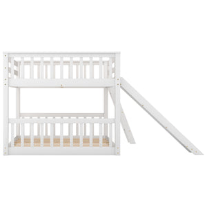 English Elm Full Over Full Bunk Bed With Slide & Ladder - Modern White Design For Safe, Space-Saving Fun! GX000708AAK