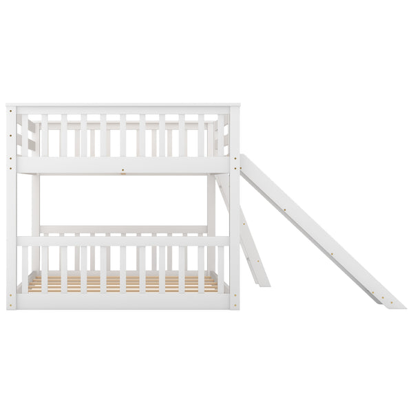 English Elm Full Over Full Bunk Bed With Convertible Slide & Reversible Ladder - Modern White Design & Safety Features GX000708AAK-1