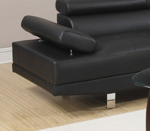 English Elm Black Faux Leather Sectional Sofa Set with Adjustable Headrests, Right Chaise & Left Sofa, Modern65" HS00F7310-ID-AHD