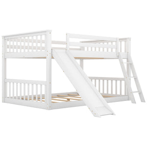English Elm Full Over Full Bunk Bed With Convertible Slide & Reversible Ladder - Modern White Design & Safety Features GX000708AAK-1