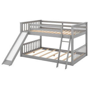 English Elm Full Bunk Bed With Reversible Slide & Ladder In Modern Gray - Space-Saving Design For Fun Spaces GX000708AAE-1