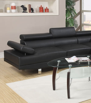 English Elm Black Faux Leather Sectional Sofa Set with Adjustable Headrests, Right Chaise & Left Sofa, Modern65" HS00F7310-ID-AHD