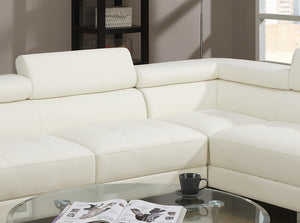 English Elm White Faux Leather Sectional Sofa with Adjustable Headrests, Right Chaise & Left Sofa, Modern 105" stylish HS00F7320-ID-AHD