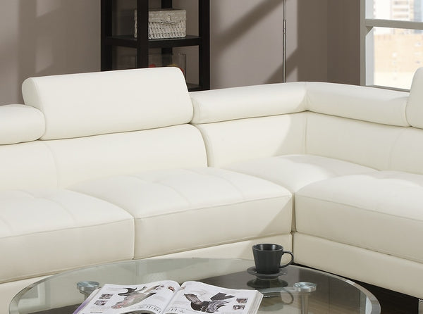 English Elm White Faux Leather Sectional Sofa with Adjustable Headrests, Right Chaise & Left Sofa, Modern 105" stylish HS00F7320-ID-AHD
