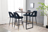 English Elm ,Akoya Collection Modern | Contemporary Velvet Upholstered Connor 28" Bar Stool & Counter Stools With Nailheads and Gold Tipped Black Metal Legs,Set Of 2 (Black)