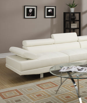 English Elm White Faux Leather Sectional Sofa with Adjustable Headrests, Right Chaise & Left Sofa, Modern 105" stylish HS00F7320-ID-AHD