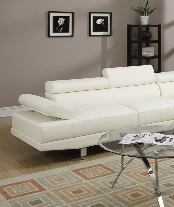 English Elm White Faux Leather Sectional Sofa with Adjustable Headrests, Right Chaise & Left Sofa, Modern 105" stylish HS00F7320-ID-AHD