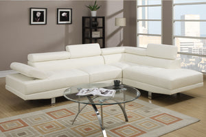 English Elm White Faux Leather Sectional Sofa with Adjustable Headrests, Right Chaise & Left Sofa, Modern 105" stylish HS00F7320-ID-AHD