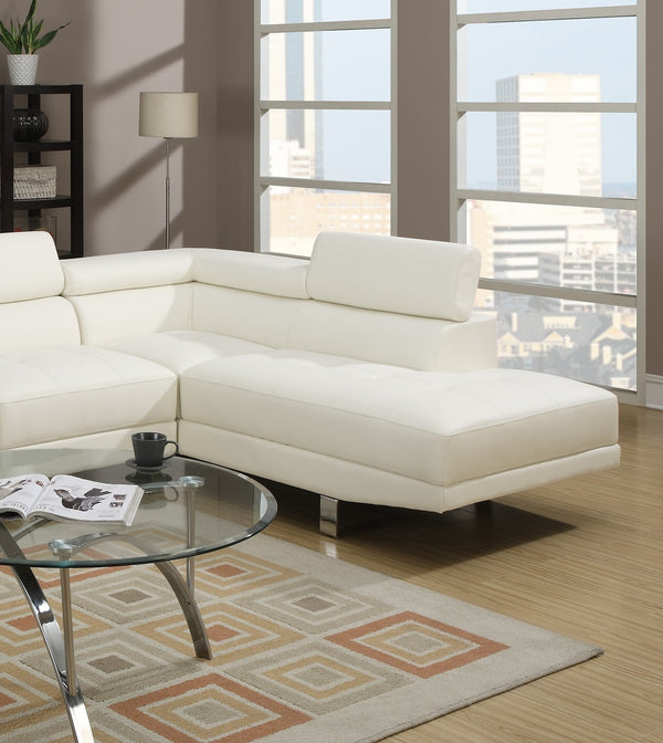 English Elm White Faux Leather Sectional Sofa with Adjustable Headrests, Right Chaise & Left Sofa, Modern 105" stylish HS00F7320-ID-AHD
