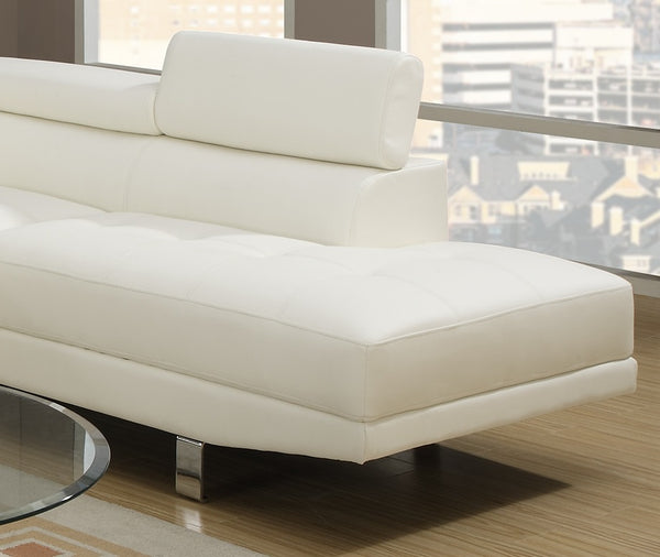 English Elm White Faux Leather Sectional Sofa with Adjustable Headrests, Right Chaise & Left Sofa, Modern 105" stylish HS00F7320-ID-AHD