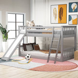 Hearth and Haven Ashburn Twin over Twin Bunk Bed with Convertible Slide and Ladder, Grey SM000213AAE-1