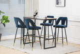 English Elm ,Akoya Collection Modern | Contemporary Velvet Upholstered Connor 28" Bar Stool & Counter Stools With Nailheads and Gold Tipped Black Metal Legs,Set Of 2 (Blue)