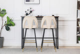 English Elm ,Akoya Collection Modern | Contemporary Velvet Upholstered Connor 28" Bar Stool & Counter Stools With Nailheads and Gold Tipped Black Metal Legs,Set Of 2 (Beige)