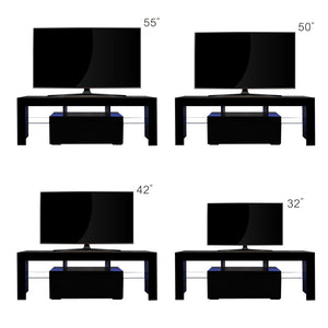 English Elm Black Media Console with Rgb Led Lighting Low Profile Gaming Living Room Stand W33115870