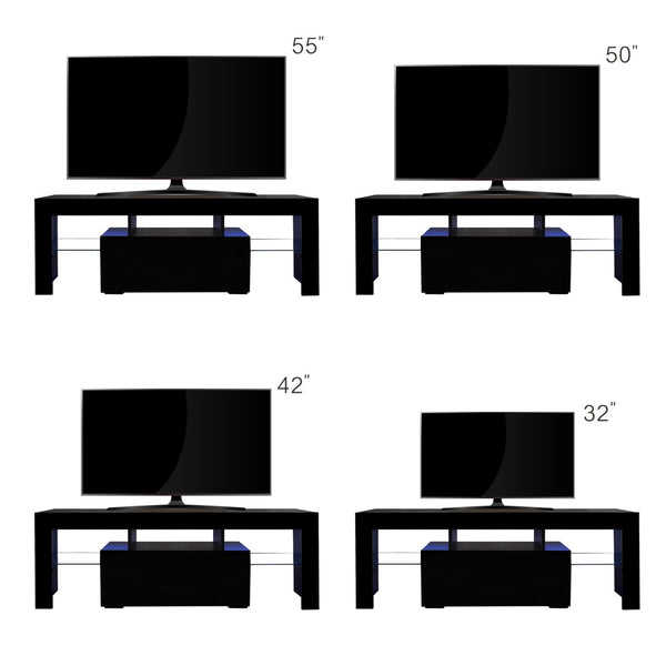 English Elm Black Media Console with Rgb Led Lighting Low Profile Gaming Living Room Stand W33115870