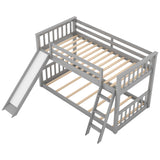 Hearth and Haven Ashburn Twin over Twin Bunk Bed with Convertible Slide and Ladder, Grey SM000213AAE-1