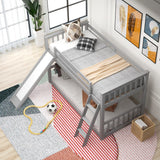 Hearth and Haven Ashburn Twin over Twin Bunk Bed with Convertible Slide and Ladder, Grey SM000213AAE-1