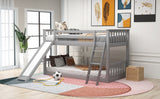 Hearth and Haven Ashburn Twin over Twin Bunk Bed with Convertible Slide and Ladder, Grey SM000213AAE-1