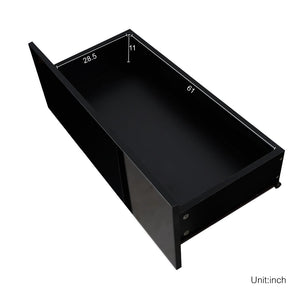 English Elm Black Media Console with Rgb Led Lighting Low Profile Gaming Living Room Stand W33115870