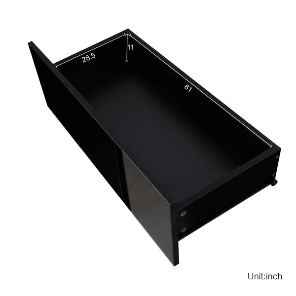 English Elm Black Media Console with Rgb Led Lighting Low Profile Gaming Living Room Stand W33115870