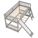 Hearth and Haven Ashburn Twin over Twin Bunk Bed with Convertible Slide and Ladder, Grey SM000213AAE-1