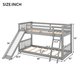 Hearth and Haven Ashburn Twin over Twin Bunk Bed with Convertible Slide and Ladder, Grey SM000213AAE-1