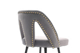 English Elm ,Akoya Collection Modern | Contemporary Velvet Upholstered Connor 28" Bar Stool & Counter Stools With Nailheads and Gold Tipped Black Metal Legs,Set Of 2 (Gray)